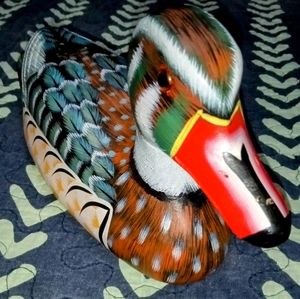 Vintage handmade wooden duck